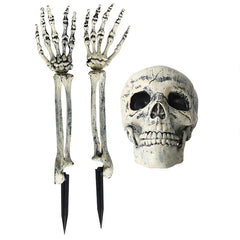 Halloween Skeleton Suit Decoration – Life-Like Plastic Skull Ornaments for Spooky Decor