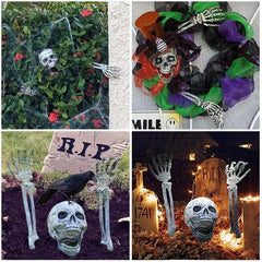 Halloween Skeleton Suit Decoration – Life-Like Plastic Skull Ornaments for Spooky Decor