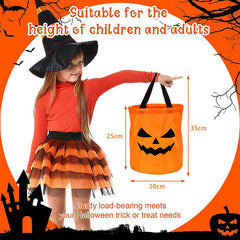 LED Light-Up Pumpkin Trick or Treat Bucket – Collapsible Halloween Candy Bag with Flashing Lights