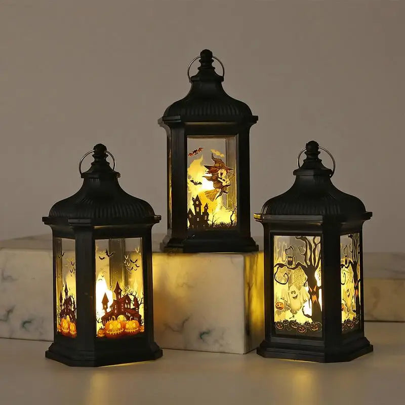 Portable LED Halloween Lantern – Fall Seasonal Candle Lantern for Spooky & Festive Decor