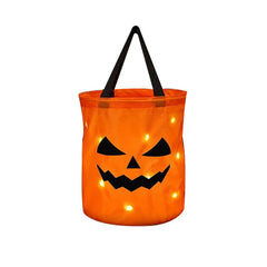 LED Light-Up Pumpkin Trick or Treat Bucket – Collapsible Halloween Candy Bag with Flashing Lights