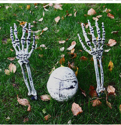 Halloween Skeleton Suit Decoration – Life-Like Plastic Skull Ornaments for Spooky Decor