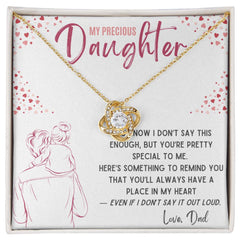 Love Knot Necklace for Daughter from Dad – “My Precious Daughter” Sentimental Gift