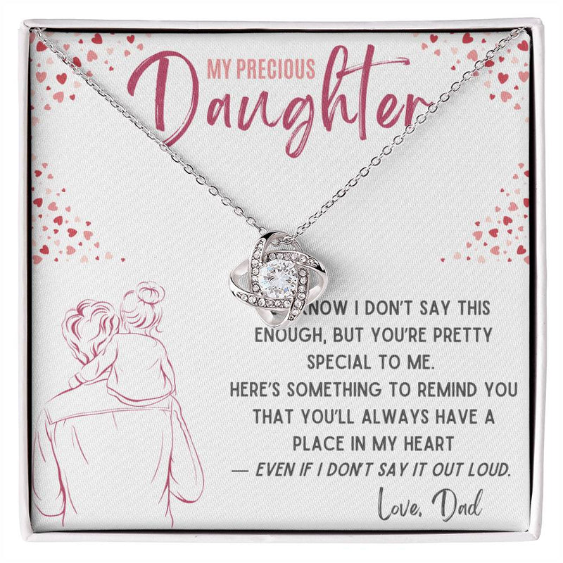 Love Knot Necklace for Daughter from Dad – “My Precious Daughter” Sentimental Gift