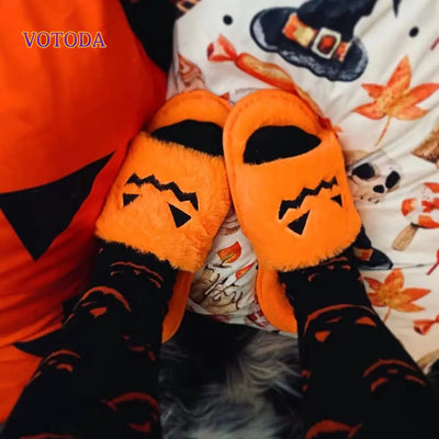 Fuzzy Pumpkin Slipper