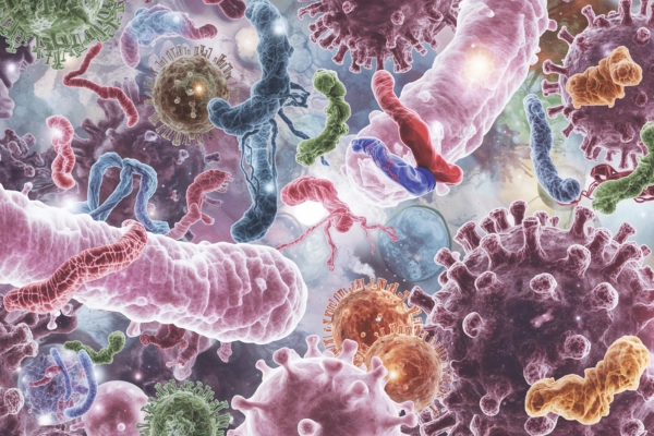 Abstract gut-brain axis illustration showing emotional and physical connection