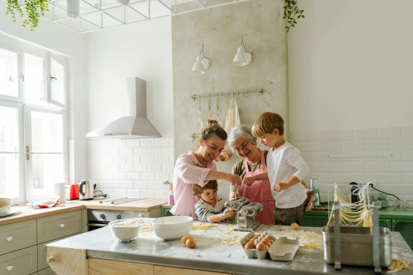 Three generations cooking - making holiday memories.