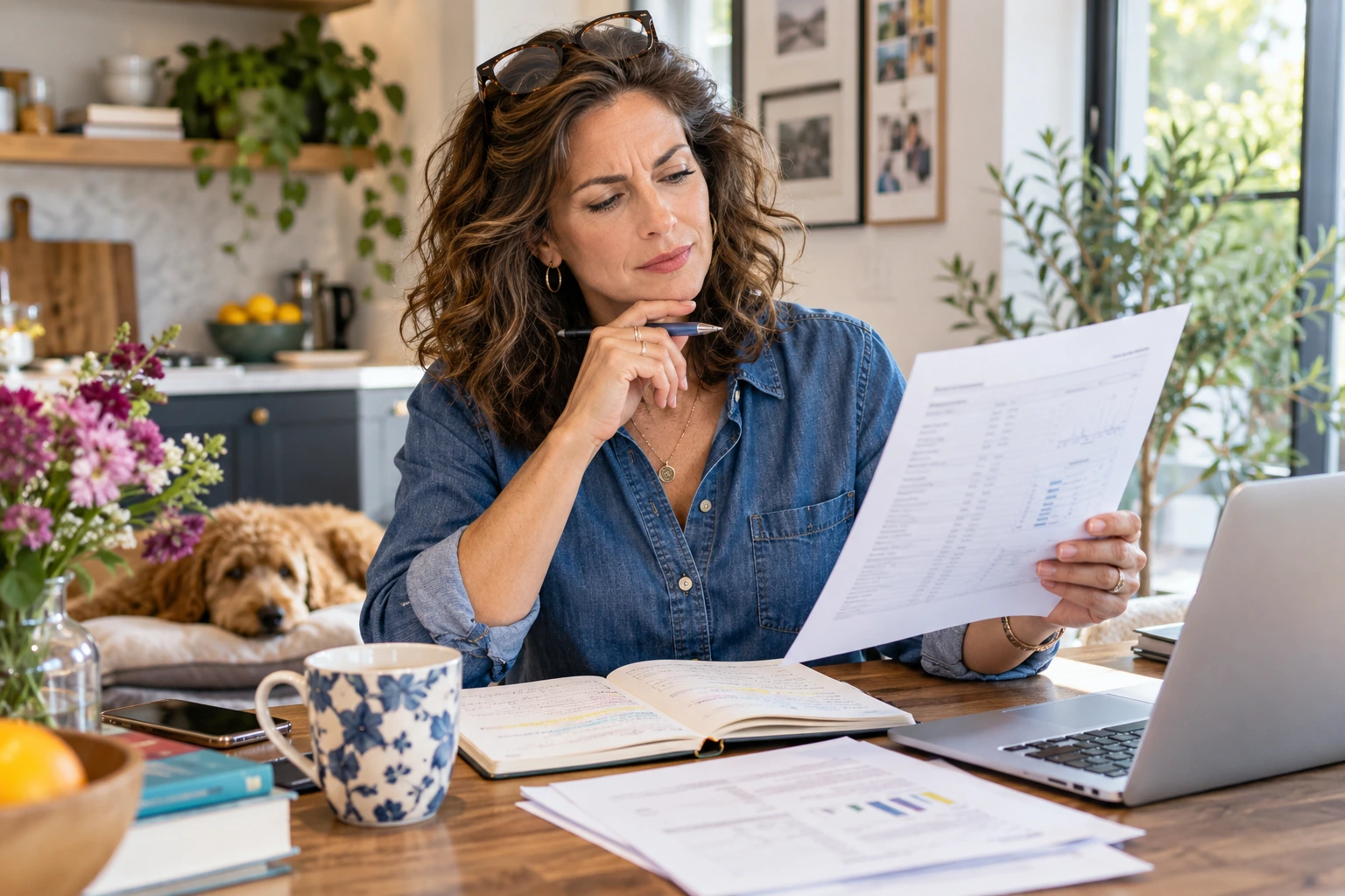 woman looking over lab results